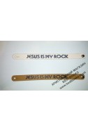 Христианский кожаный браслет "Jesus is my rock"
